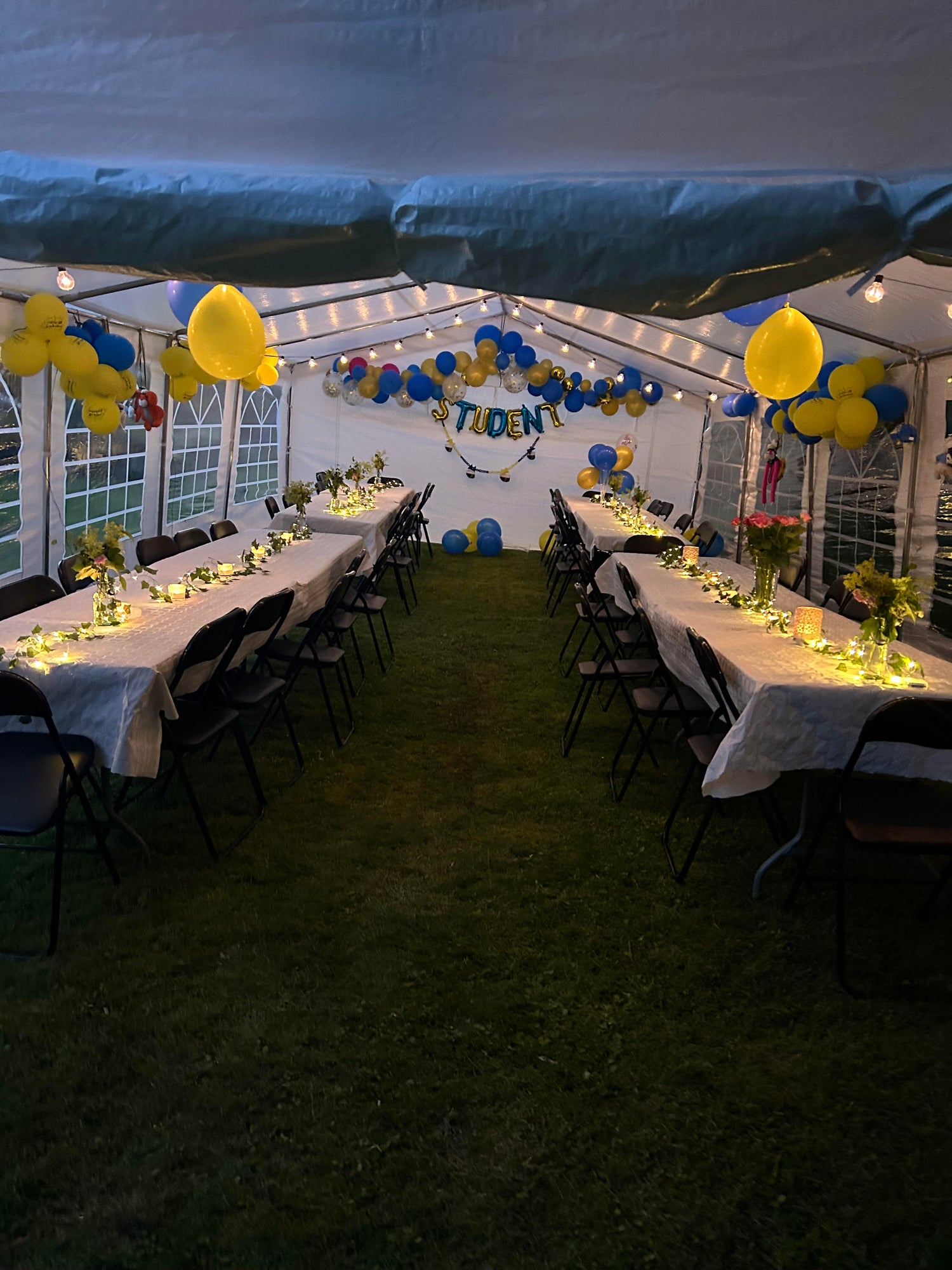 Insidan av ett partytält 5x10