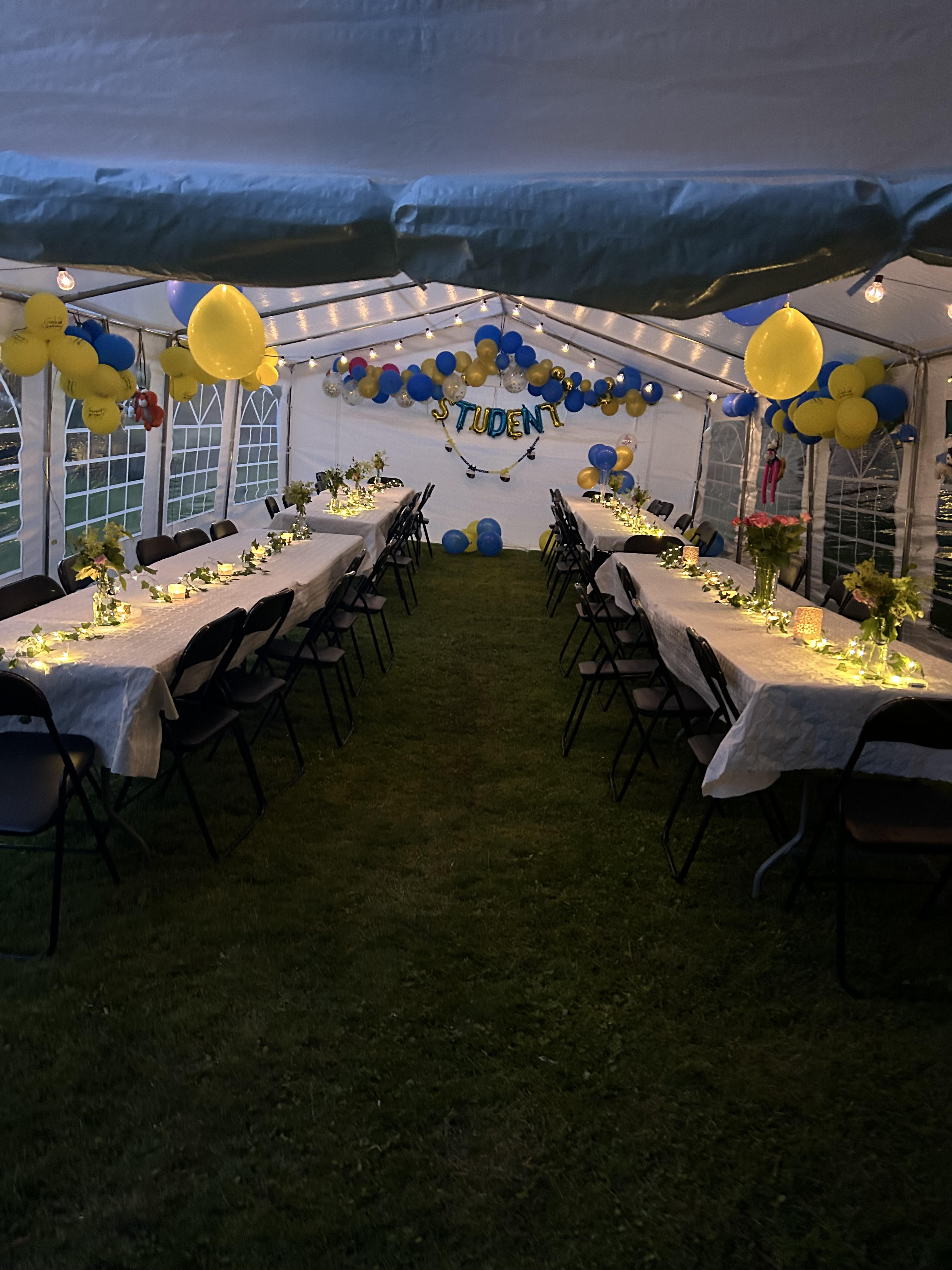 Insidan av ett partytält 5x10